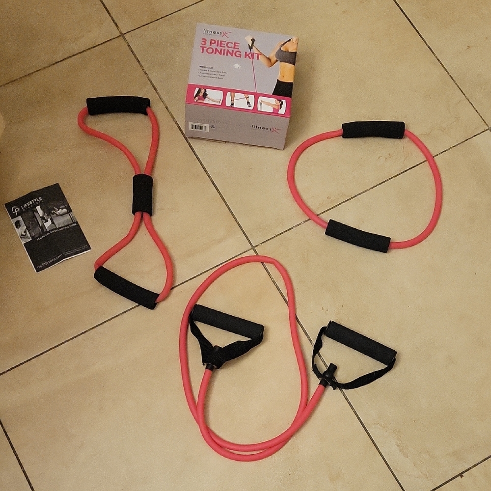 3-Piece Toning Kit Resistance Bands - Pink NIB